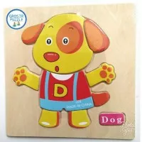 Puzzle Kayu Mini Dog,Mainan Kayu Edukatif Anak