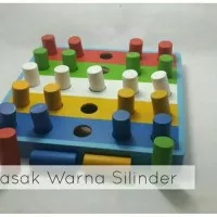 pasak silinder sorting warna mainan kayu edukatif
