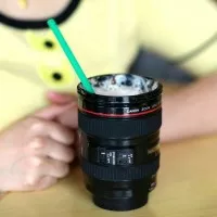 Mug Gelas Cup Bentuk Lensa Camera Stainless Steel 400ml