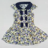 Dress Anak Import - Little Fairy 4 (Purple Flower Navy Polka)