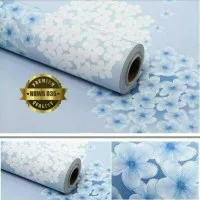 wallpaper sticker dinding bunga sakura biru putih