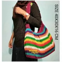 TAS RAJUT HOBO RAINBOW / TAS WARNA WARNI / TAS PELANGI