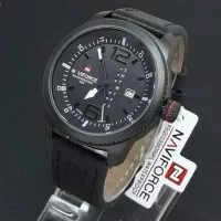 Jam Tangan Pria Nafivorce Date Leather Black White Original