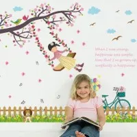 Fence Swing Girl SK7051 - Stiker Dinding / Wall Sticker (50x70)