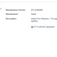 1M5 1.5M Ohm Metal Film Resistor XICON Original P/N : 271-1.5M-RC