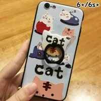 FOR IPHONE 6+/6S+ PLUS - CUTE CAT&FISH CASE WITH CAT RING STAND HOLDER