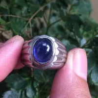 Cincin Titanium Tanam Batu Natural Blue Saphire Size Kantoran HQ