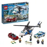 LEGO City-60138 High-speed Chase Set Kid Toy Police Cop Car Helicopter