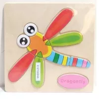 Puzzle kayu mini timbul Dragonfly - capung / mainan edukatif