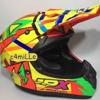 HELM JPX CROSS X4 ROSSI FLUORESCENT RED DOP TRAIL SUPER CROSS