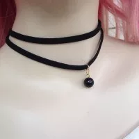 Kalung Choker Liontin Hitam Elegant Simple Fashion Trendy