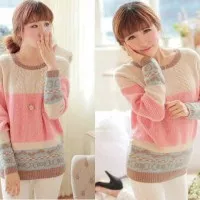 [sweater pinky RO] sweater wanita rajut pink