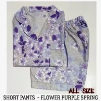 PIyama Katun Flower Purple Spring Short Pants