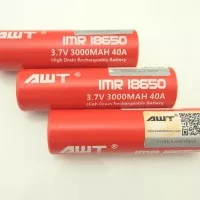 Baterai/Battery/Batre Vape/Vaping/Vapor AWT 3000mAh 3.7V 40A 18650