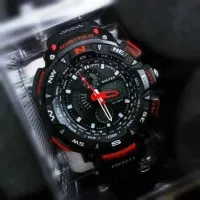 JAM TANGAN DIGITEC ORIGINAL 2044 DUALTIME WATERRESIST HITAM LIST MERAH