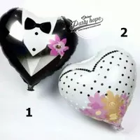 Balon foil hati wedding / balon bride and groom / balon baju pengantin