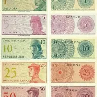 Uang kuno kertas set sen 1-5-10-25-50 sen lengkap