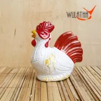 Celengan Ayam Jago Tradisional Merah Putih Gerabah / Clay