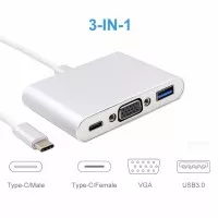 Kabel USB Type-C Multi Port to VGA charger Adapter Converter tipe c