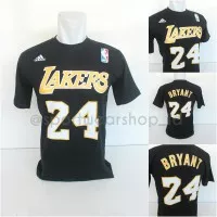 Tshirt - NBA Gametime LOS ANGLES - LA LAKERS NO 24 Kobe BRYANT - HITAM