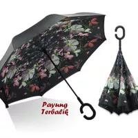 Payung Terbalik "C" Handle HITAM BUNGA (Kazbrella),Solusi disaat hujan