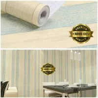 Wallpaper dinding termurah motif garis cream biru bagus terlaris