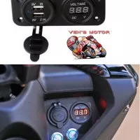 Charger Motor Nmax Dual USB Port Dengan Volmeter Waterproof