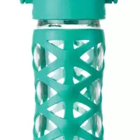 LifeFactory 16 oz Glass Water Bottle Active Flip Cap - Aquatic green