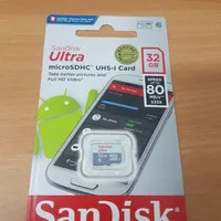 SanDisk MicroSD Card 32GB Ultra CLASS10 80Mbps NEW- GARANSI RESMI