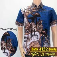 Kemeja hem batik pria wayang duet biru jhoss