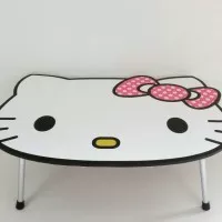 Meja Belajar Lipat karakter Anak Hello Kitty Putih Kayu Kuat Kado Lucu