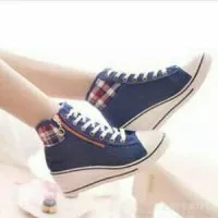 WEDGES BOOT DENIM BLUE | Sepatu Wedges | Wedges Boots | Boots Blue