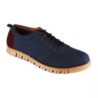 Sepatu Casual Sneakers Derby Kanvas Pria Trendy - Footstep Polka Navy