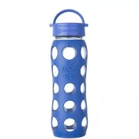 LifeFactory 22 oz Glass Water Bottle Classic Cap - Cobalt