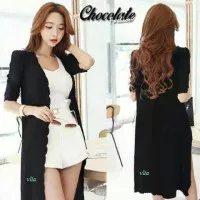 Long Cardi / Long Cardigan Wanita Remaja Dewasa - Hitam