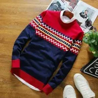 Sweater Jeff Navy-Red Rajut Tribal/Harga Distributor/Kualitas
