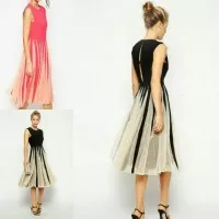 long dress import Maxi Dres HQ 16994 IDW Hitam-Pink