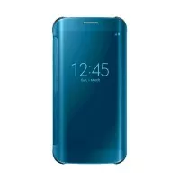 Wallet Mirror View Flip Cover Samsung Galaxy J7 - Biru