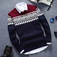 Sweater Mr. Columbus Navy-Red Rajut Tribal