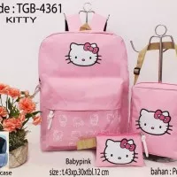 [ Tas 3in1 ] Tas Paket Murah - Tas Hello Kitty Pink Cantik dan Lucu