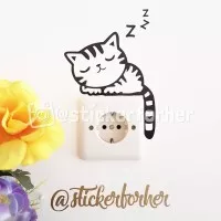 stiker untuk saklar atau steker dinding gambar kucing tidur