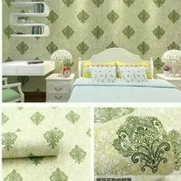 wallpaper batik hijau 45 cm x 10 mtr || Wallpaper dinding