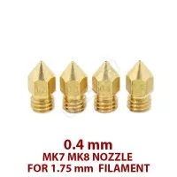 MK8 Nozzle 0.4mm for 1.75mm Filament /Head Brass Nozzle 0.4 3D Printer