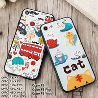 For Oppo A83 A71 A39 A57 A37 Neo 9 - 3D Relief London Cat Case Casing