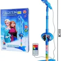 Mainan Anak MICROPHONE FROZEN BIRU 8016A - KADO MAINAN ANAK MIC NYANYI