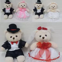 boneka teddy bear wedding pengantin 20cm sovenir