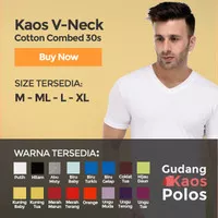 Kaos Polos V-Neck Cotton Combed 20+ Warna Original S - XL