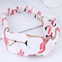 LRC Sweet White Flamingo Pattern Decorated Wide Hair Band A53639