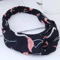 LRC Navy Flamingo Pattern Decorated Wide Hair Band A53640