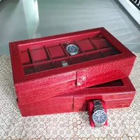 TEMPAT|BOX JAM TANGAN ISI 12 MOTIF CROCO MERAH